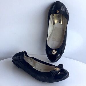 Michael Kors Dixie Black leather Ballet bow flats
